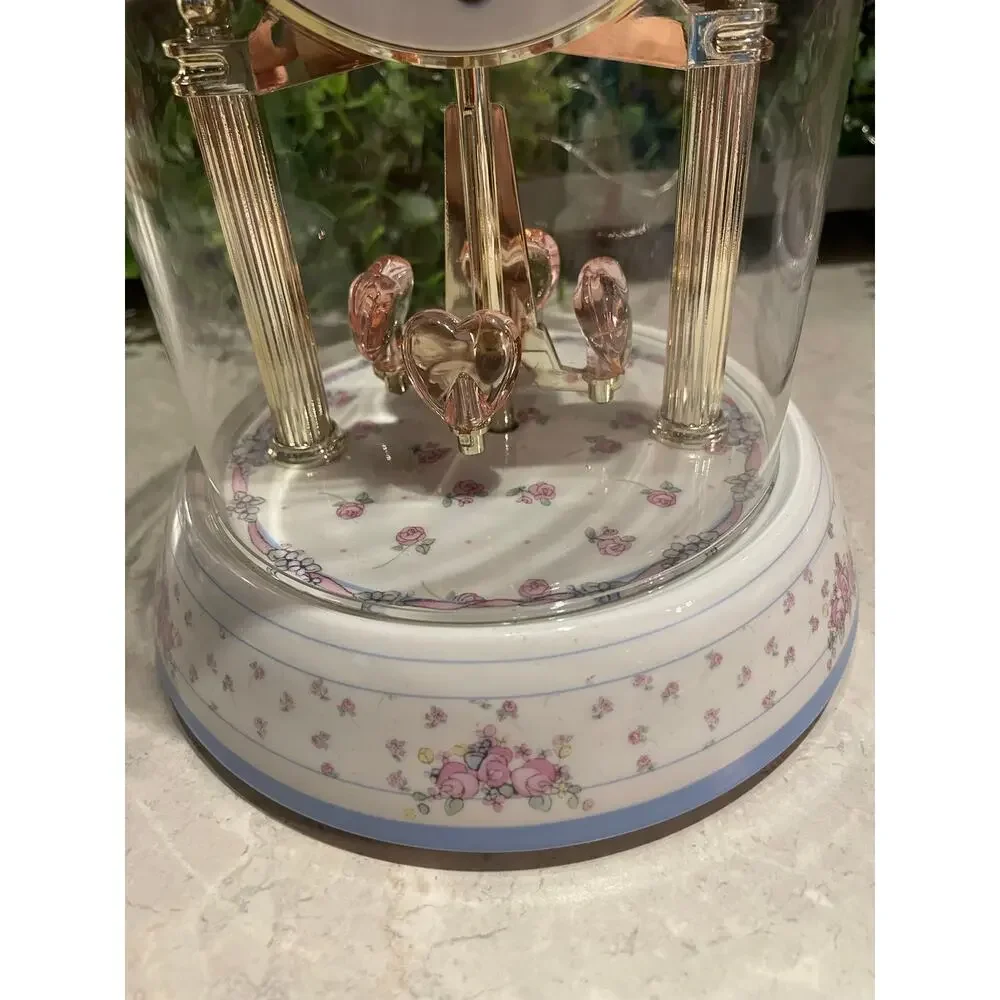 Vintage Precious Moments Love Is Kind Anniversary Clock 2003 w Glass Dome 10”